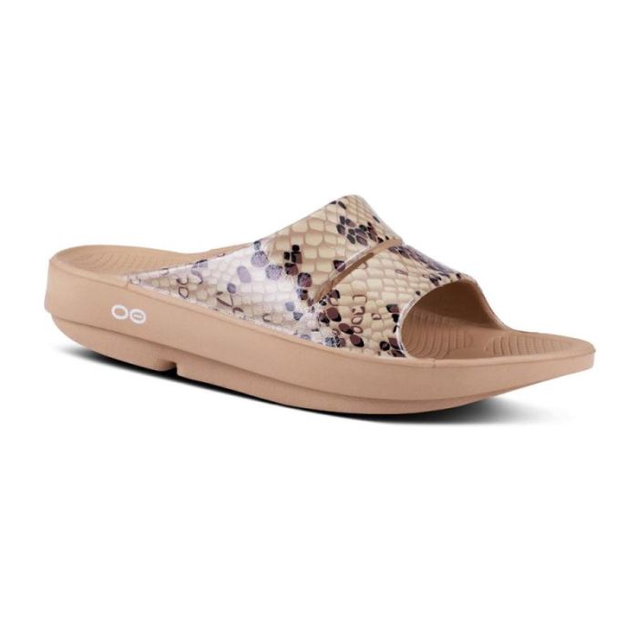 Oofos Canada Women's OOahh Luxe Slide Sandal - Desert Snake