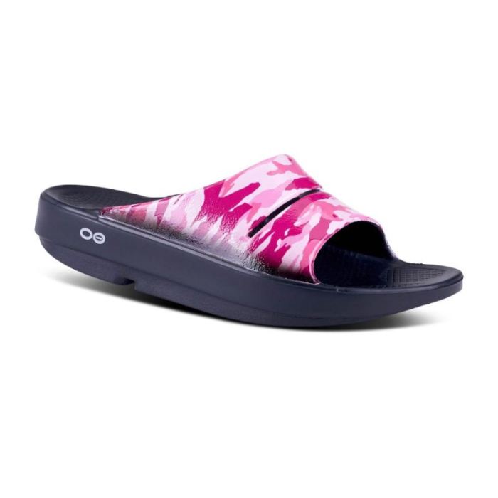 Oofos Canada Women's OOahh Luxe Slide Sandal - Project Pink Camo