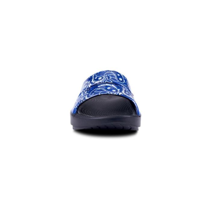 Oofos Canada Women's OOahh Luxe Slide Sandal - Blue Bandana