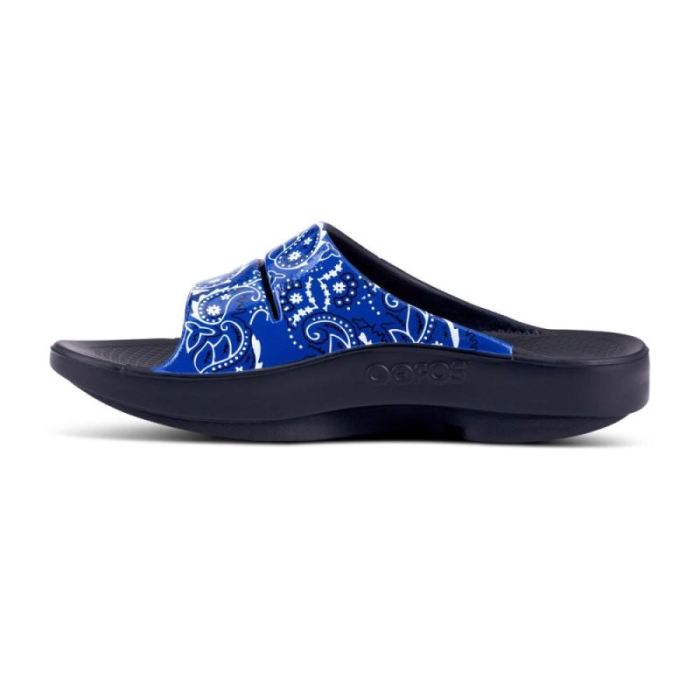 Oofos Canada Women's OOahh Luxe Slide Sandal - Blue Bandana