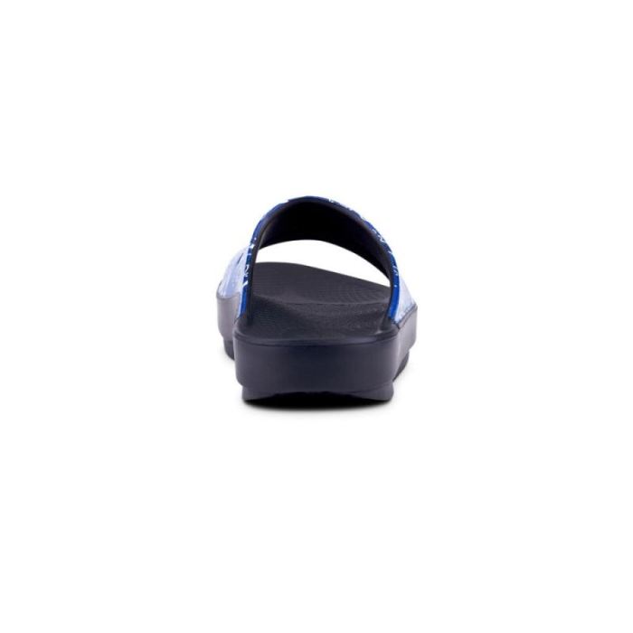 Oofos Canada Women's OOahh Luxe Slide Sandal - Blue Bandana