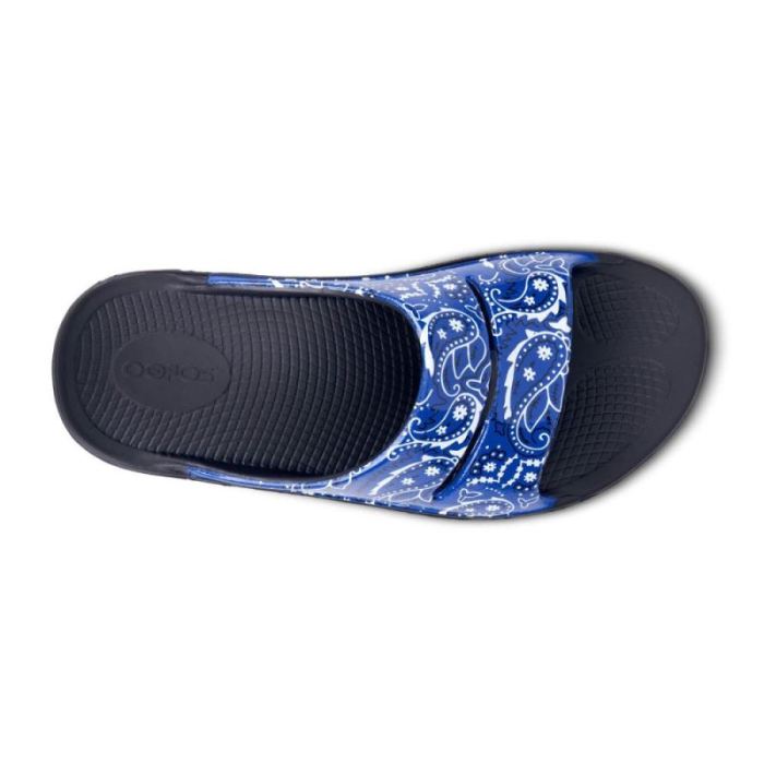 Oofos Canada Women's OOahh Luxe Slide Sandal - Blue Bandana