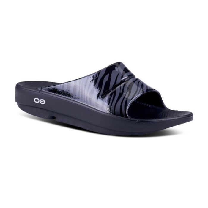 Oofos Canada Women's OOahh Luxe Slide Sandal - Gray Zebra