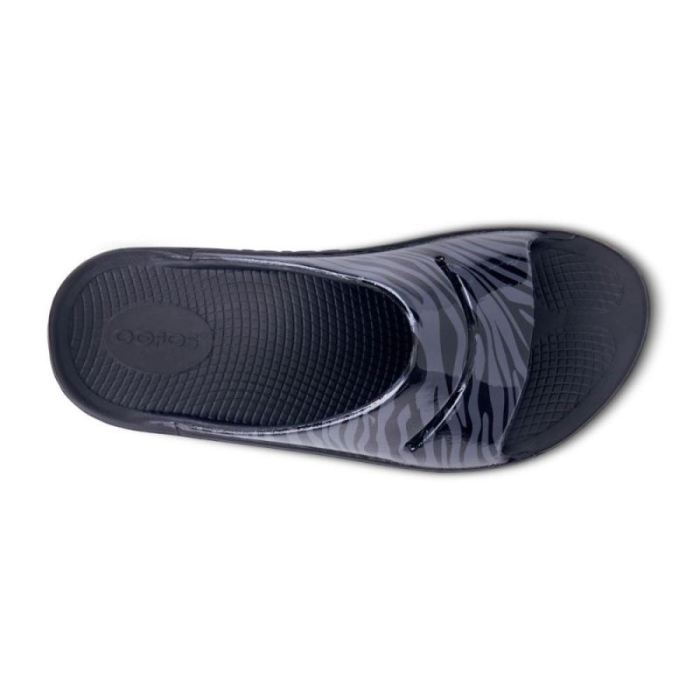 Oofos Canada Women's OOahh Luxe Slide Sandal - Gray Zebra