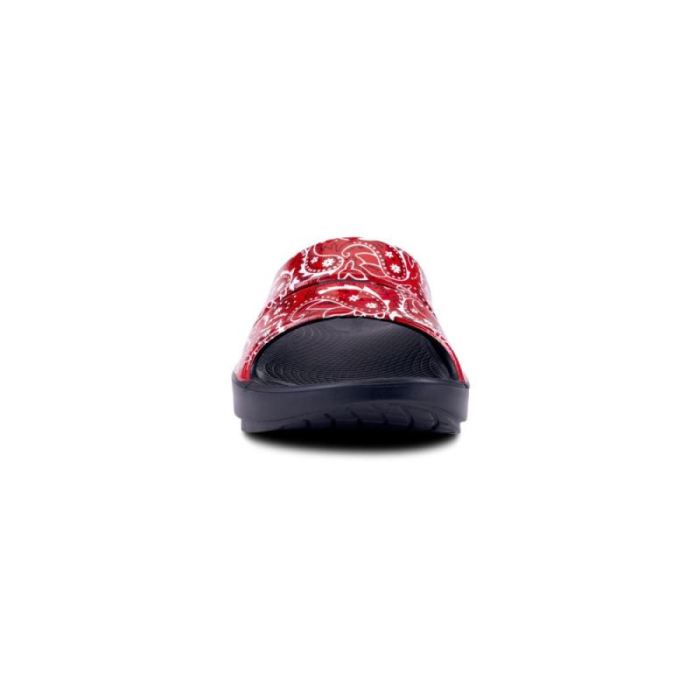 Oofos Canada Women's OOahh Luxe Slide Sandal - Red Bandana