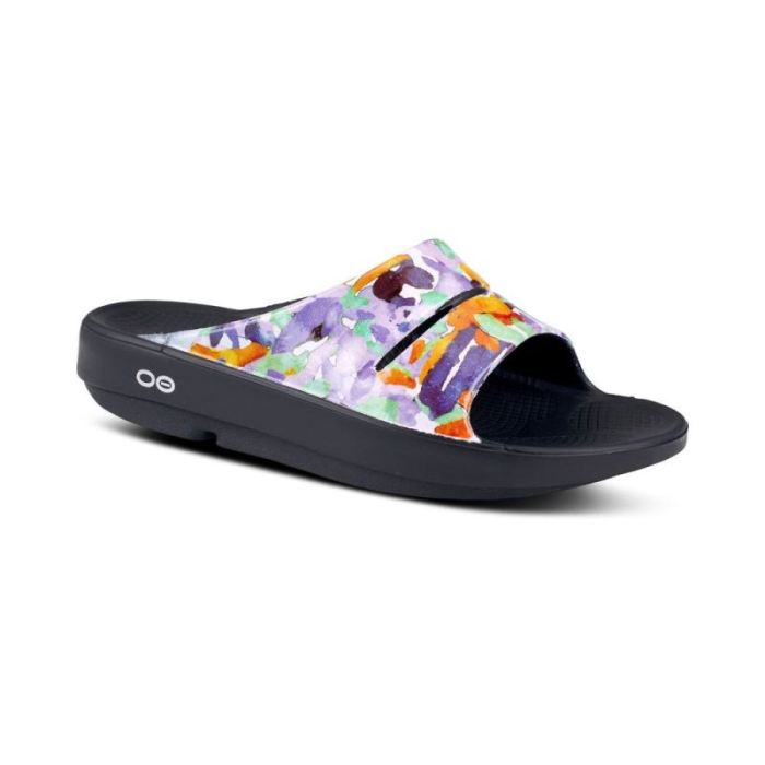 Oofos Canada Women'S Ooahh Luxe Slide Sandal - Purple Watercolor