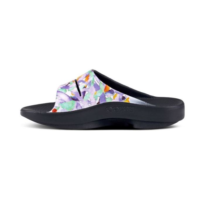 Oofos Canada Women'S Ooahh Luxe Slide Sandal - Purple Watercolor ...