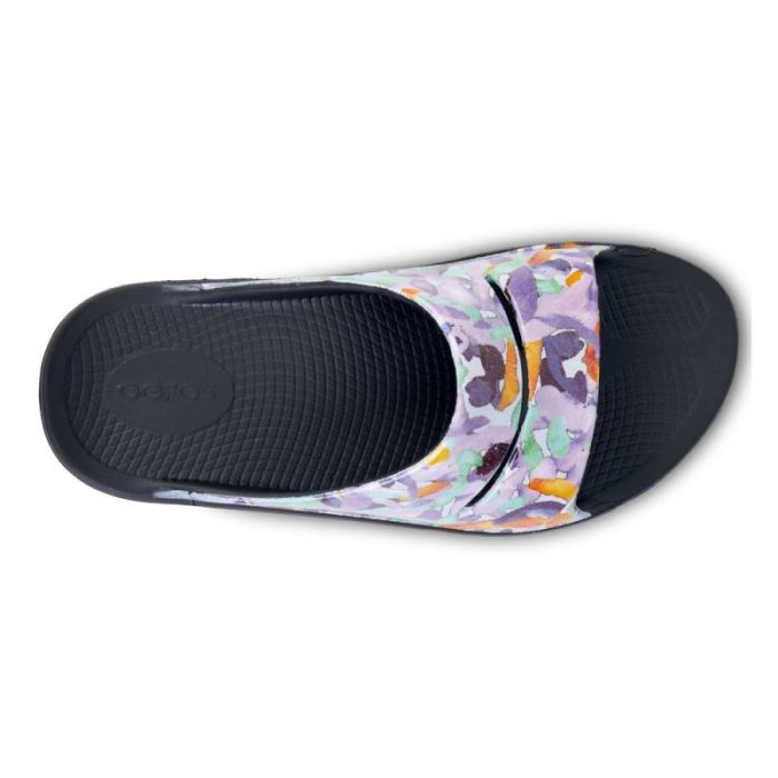 Oofos Canada Women'S Ooahh Luxe Slide Sandal - Purple Watercolor